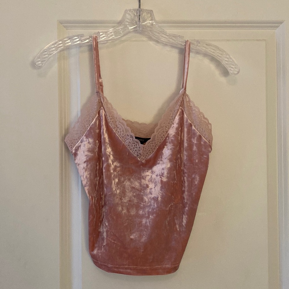 F21 Pink Lacey Velvet Crop Top